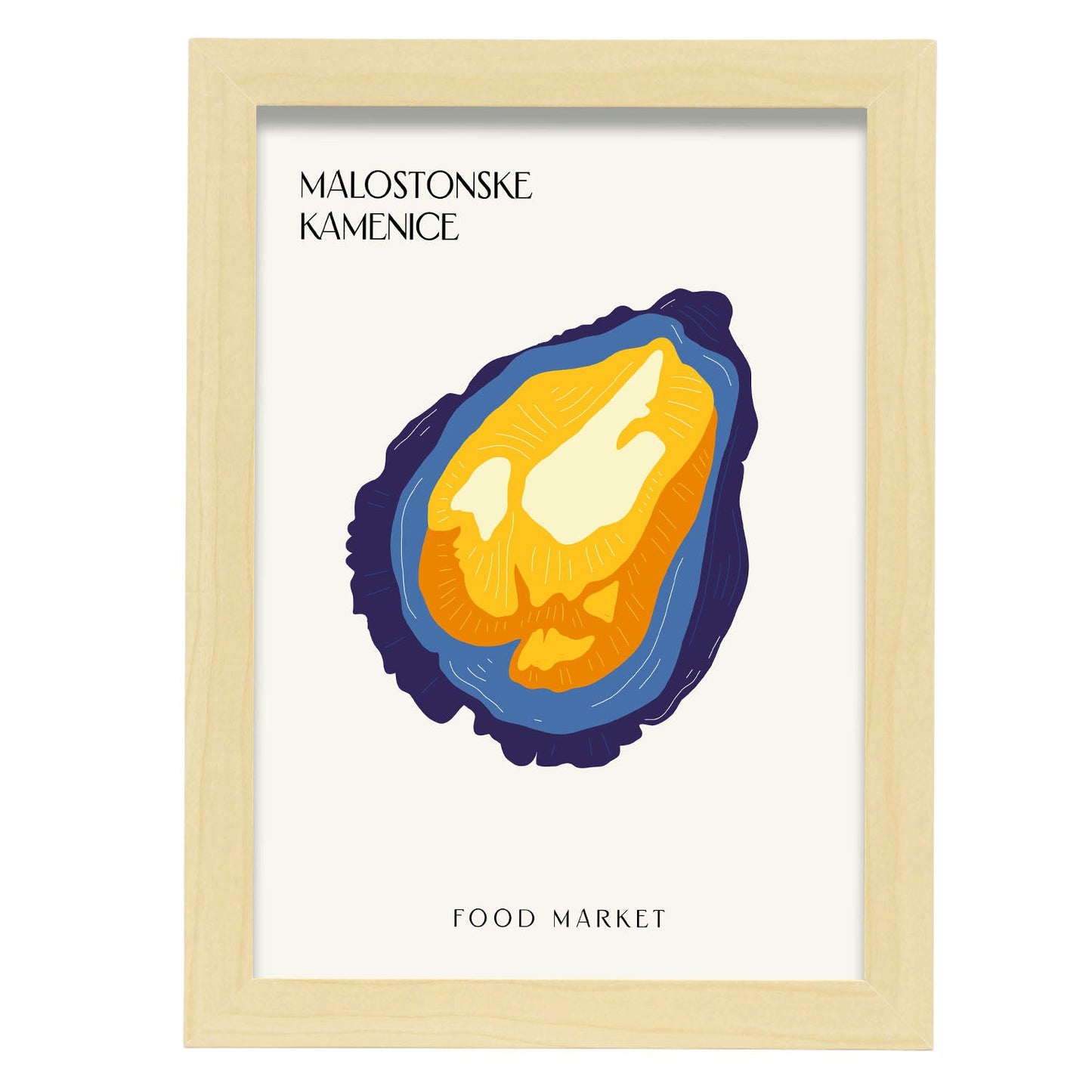 Mali Ston Oyster-Artwork-Nacnic-A4-Marco Madera clara-Nacnic Estudio SL