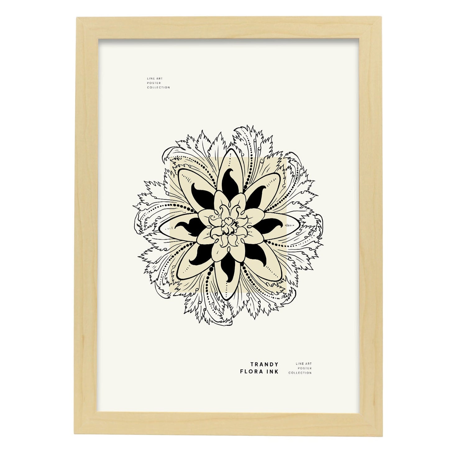 Mandala Flower-Artwork-Nacnic-A3-Marco Madera clara-Nacnic Estudio SL