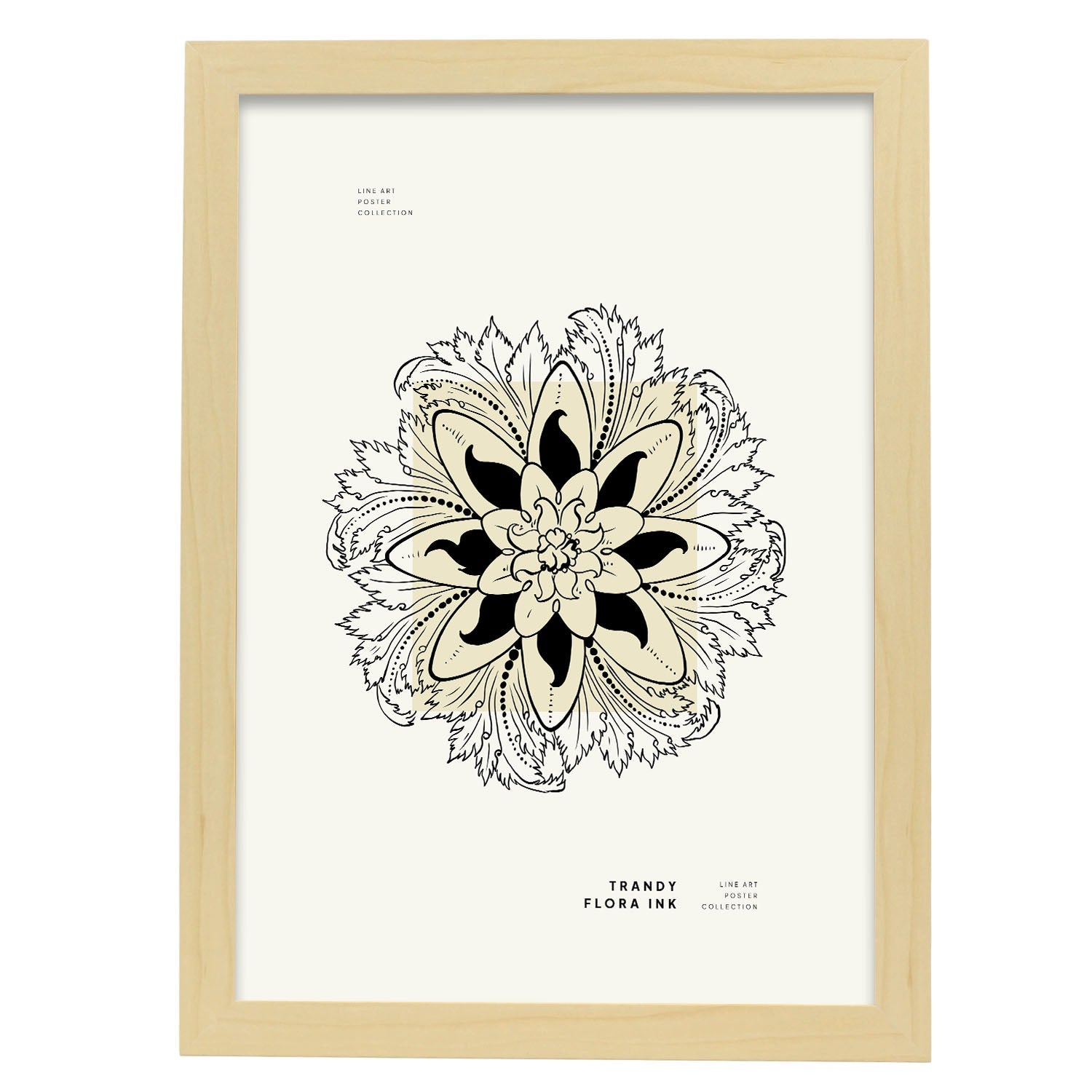 Mandala Flower-Artwork-Nacnic-A3-Marco Madera clara-Nacnic Estudio SL