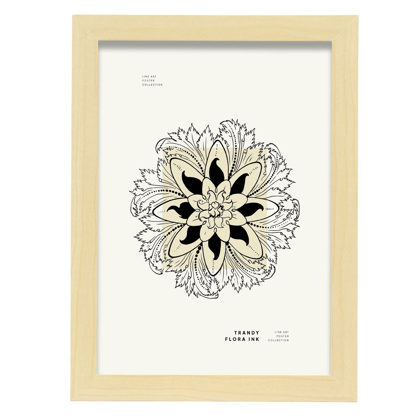 Mandala Flower-Artwork-Nacnic-A4-Marco Madera clara-Nacnic Estudio SL