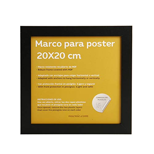 Marco Negro tamaño 20x20cm. Marco Negro para Fotos, Posters, Diplomas,-Nacnic-Nacnic Estudio SL
