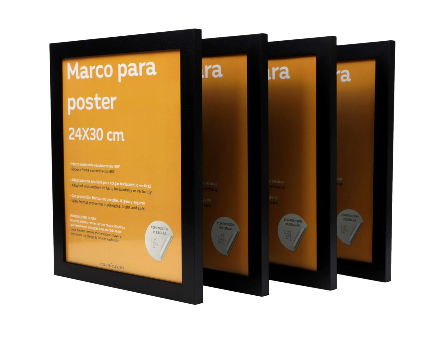 Marco Negro tamaño 30x40cm. Marco Negro para Fotos, Posters, Diplomas,-Nacnic-Nacnic Estudio SL