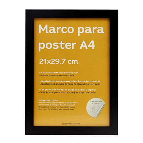 Marco Negro tamaño A4-21x29.7cm. Marco Negro para Fotos, Posters, Diplomas,-Nacnic-Nacnic Estudio SL