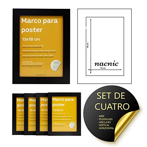 Marco Pequenos (NEGRO, Marco NEGRO - 13x18cm - Pack of 4)-Nacnic-Nacnic Estudio SL