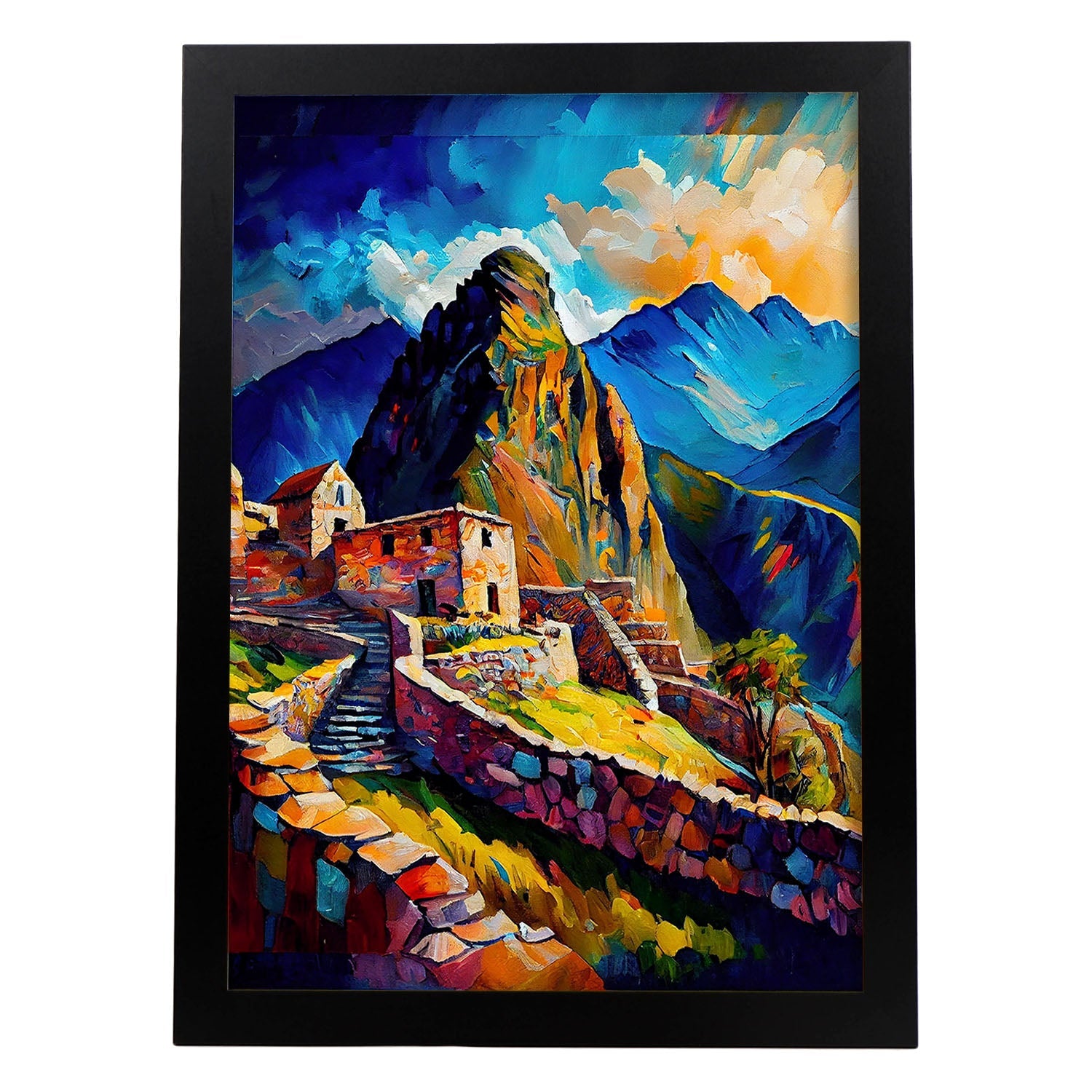 Montañas Nacnic Machu Picchu Antes Perú Pinción al óleo. Estampados de arte de pared estético para el diseño de dormitorio o sala de estar.-Artwork-Nacnic-A4-Sin marco-Nacnic Estudio SL