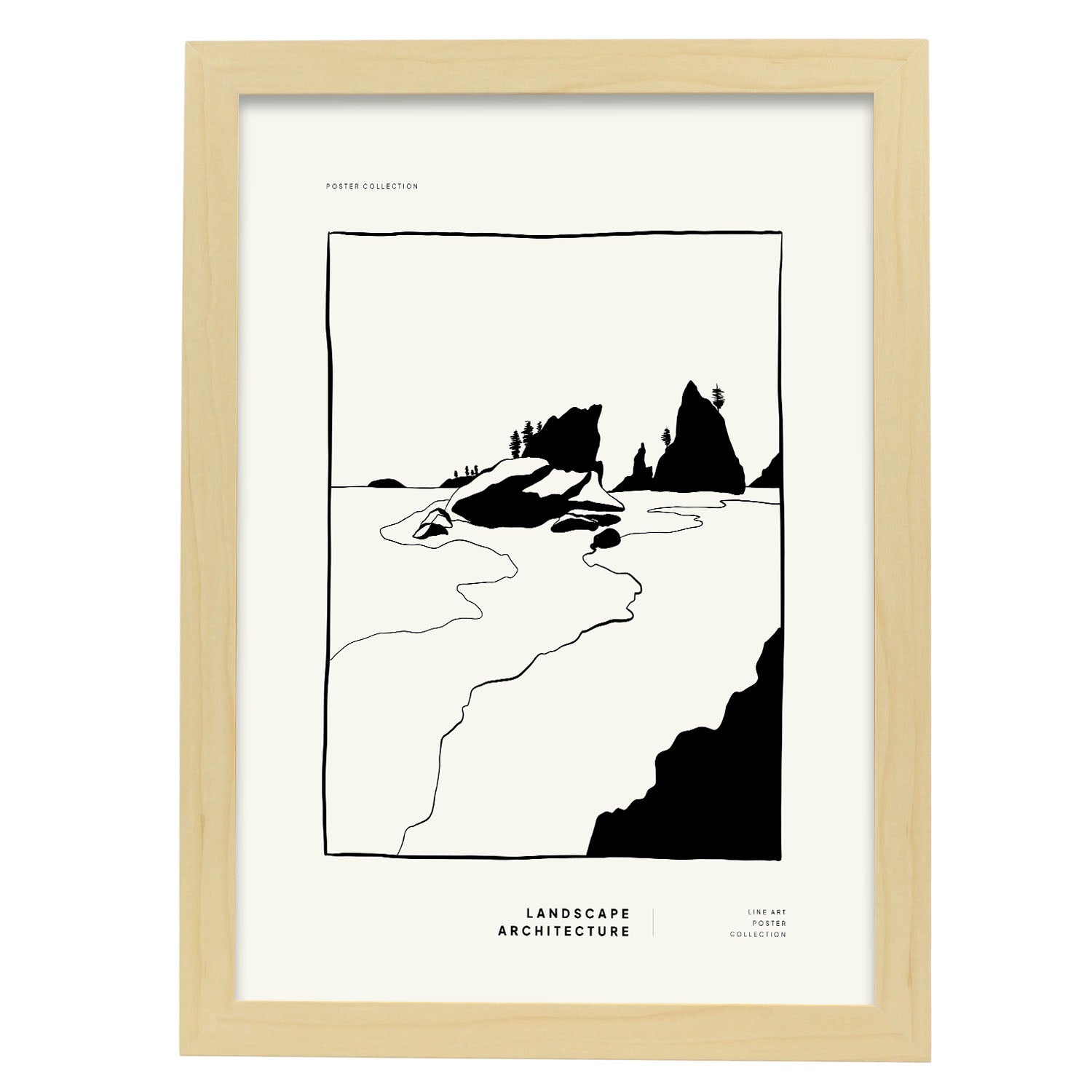 Mountain ocean-Artwork-Nacnic-A3-Marco Madera clara-Nacnic Estudio SL