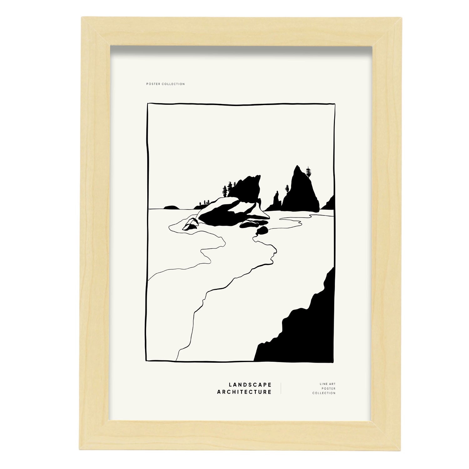 Mountain ocean-Artwork-Nacnic-A4-Marco Madera clara-Nacnic Estudio SL