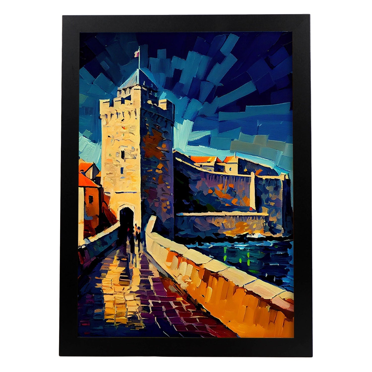 Muros de la ciudad de Dubrovnik Nacnic Dubrovnik Croacia Pintura al óleo. Estampados de arte de pared estético para el diseño de dormitorio o sala de estar.-Artwork-Nacnic-A4-Sin marco-Nacnic Estudio SL