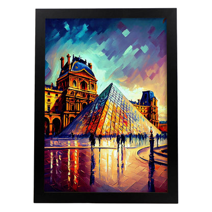 Museo de Louvre Nacnic Paris Francia Pintura al óleo de pincel. Estampados de arte de pared estético para el diseño de dormitorio o sala de estar.-Artwork-Nacnic-A4-Sin marco-Nacnic Estudio SL