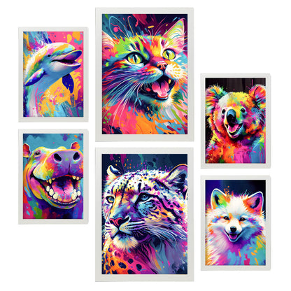 Conjunto Abstracto de Animales Nacnic_3, Láminas para Dormitorio
