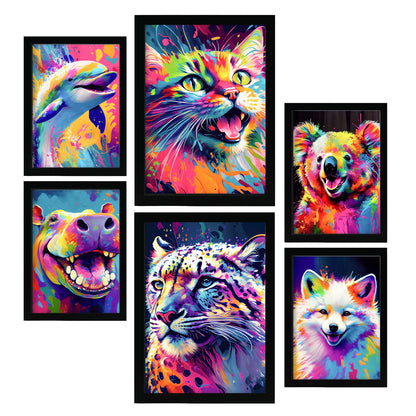 Conjunto Abstracto de Animales Nacnic_3, Láminas para Dormitorio