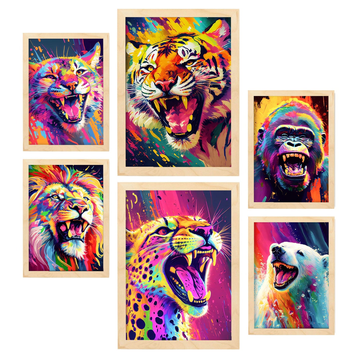 Nacnic Abstract Animal Set_6. Aesthetic Wall Art Prints for Bedroom or Living Room Design.