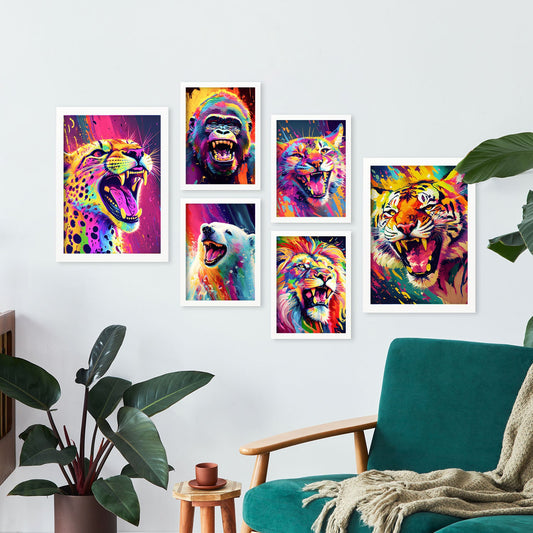 Nacnic Abstract Animal Set_6. Aesthetic Wall Art Prints for Bedroom or Living Room Design.