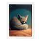 Nacnic Abstract Sleeping Fluffy Fennec Fox Precisionism Sty. Estampados de arte de pared estético para el diseño de dormitorio o sala de estar.-Artwork-Nacnic-A4-Marco Blanco-Nacnic Estudio SL