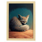 Nacnic Abstract Sleeping Fluffy Fennec Fox Precisionism Sty. Estampados de arte de pared estético para el diseño de dormitorio o sala de estar.-Artwork-Nacnic-A4-Marco Madera clara-Nacnic Estudio SL