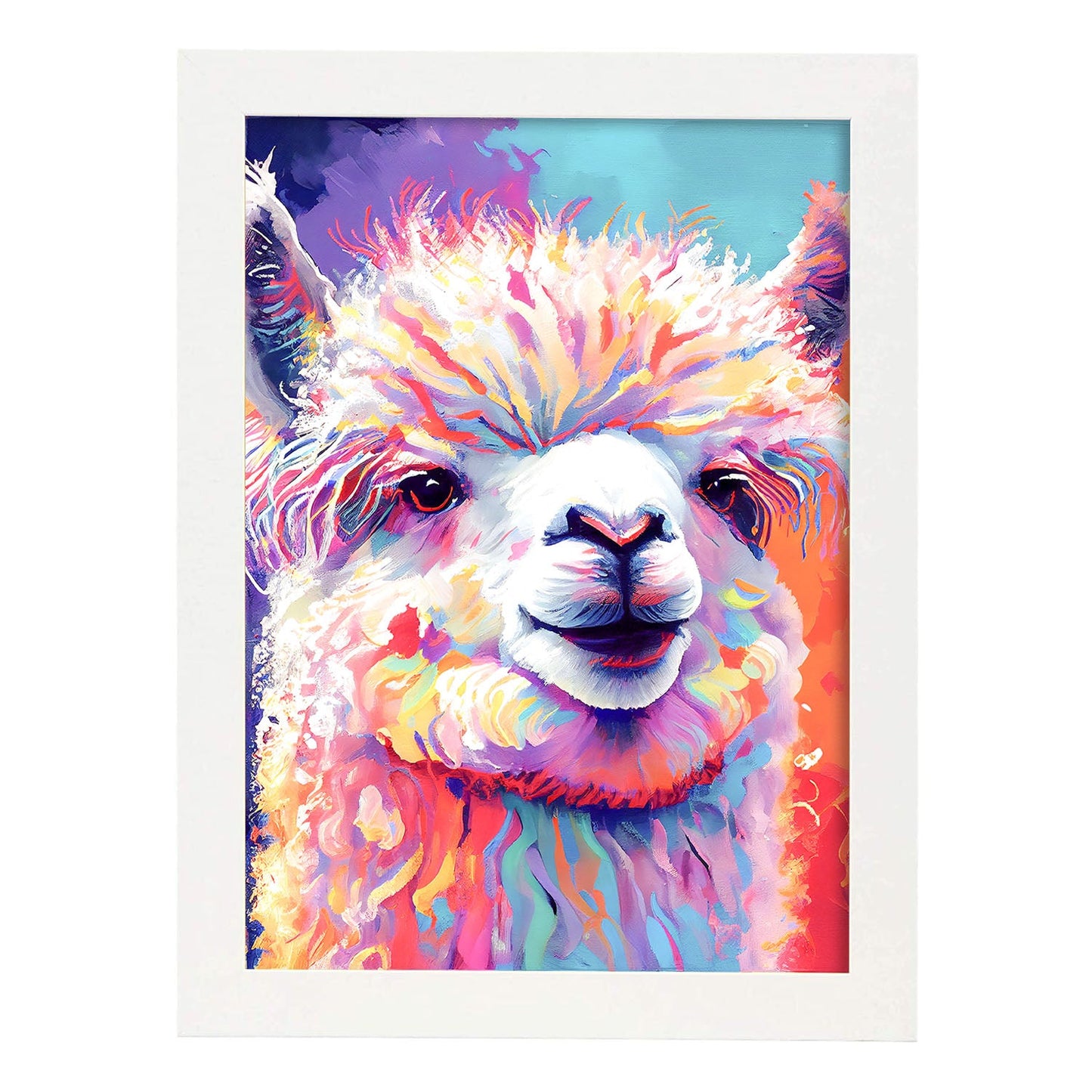 Nacnic Abstract smiling Alpaca in Lisa Fran Style_1. Aesthetic Wall Art Prints for Bedroom or Living Room Design.