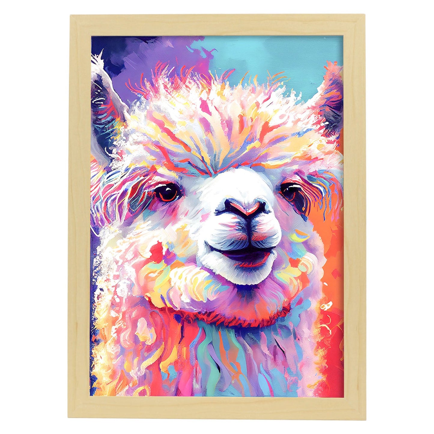 Nacnic Abstract smiling Alpaca in Lisa Fran Style_1. Aesthetic Wall Art Prints for Bedroom or Living Room Design.
