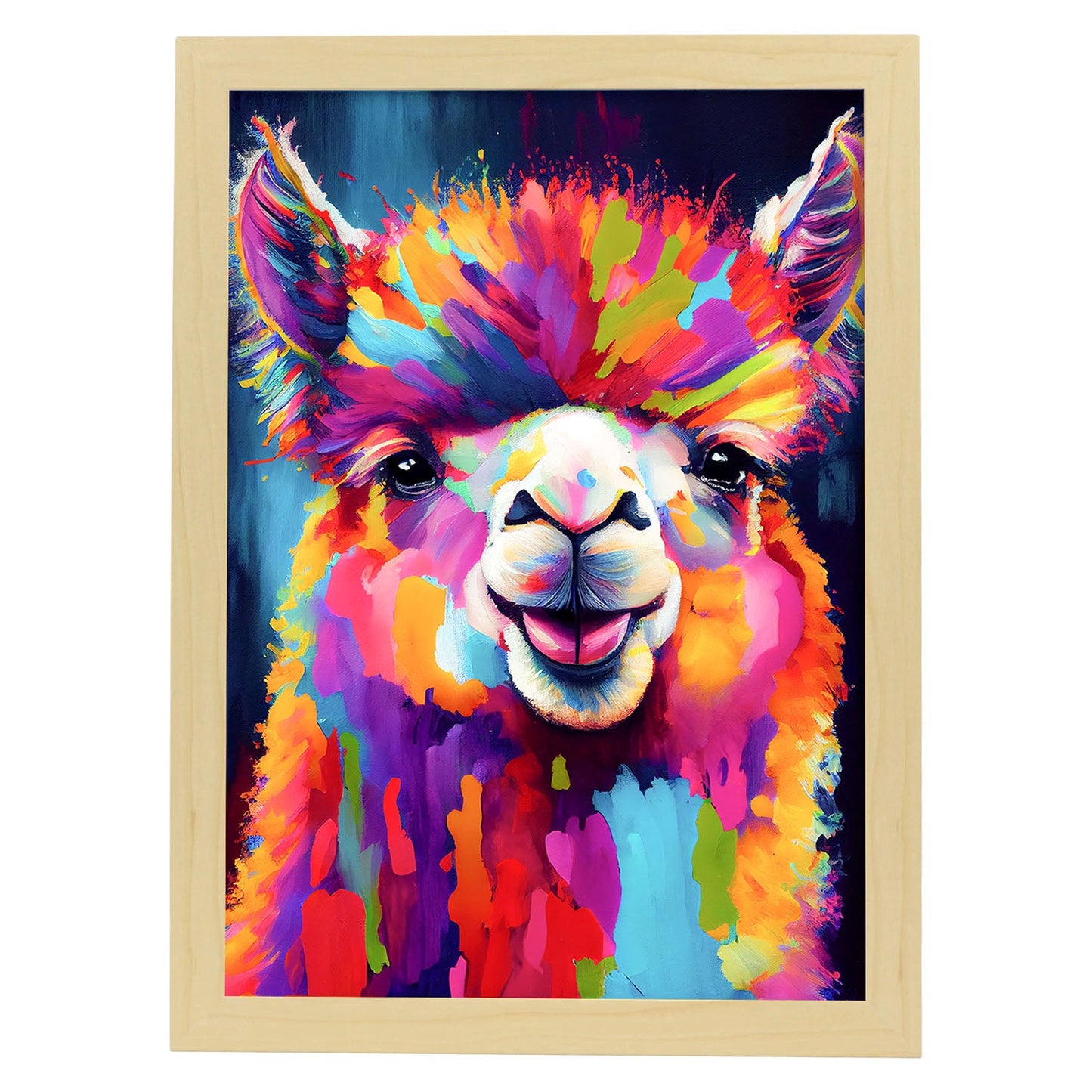 Nacnic Abstract smiling Alpaca in Lisa Fran Style_2. Aesthetic Wall Art Prints for Bedroom or Living Room Design.