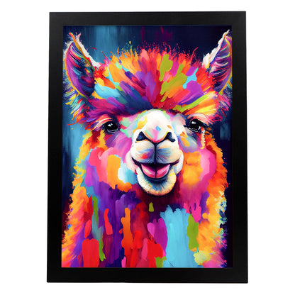 Lámina Nacnic de Alpaca Sonriente en Estilo Lisa Fran Abstracto