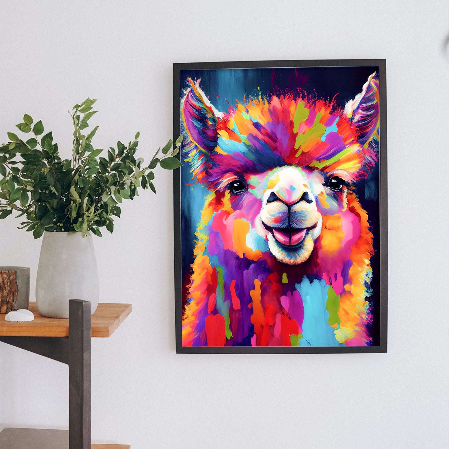 Nacnic Abstract smiling Alpaca in Lisa Fran Style_2. Aesthetic Wall Art Prints for Bedroom or Living Room Design.