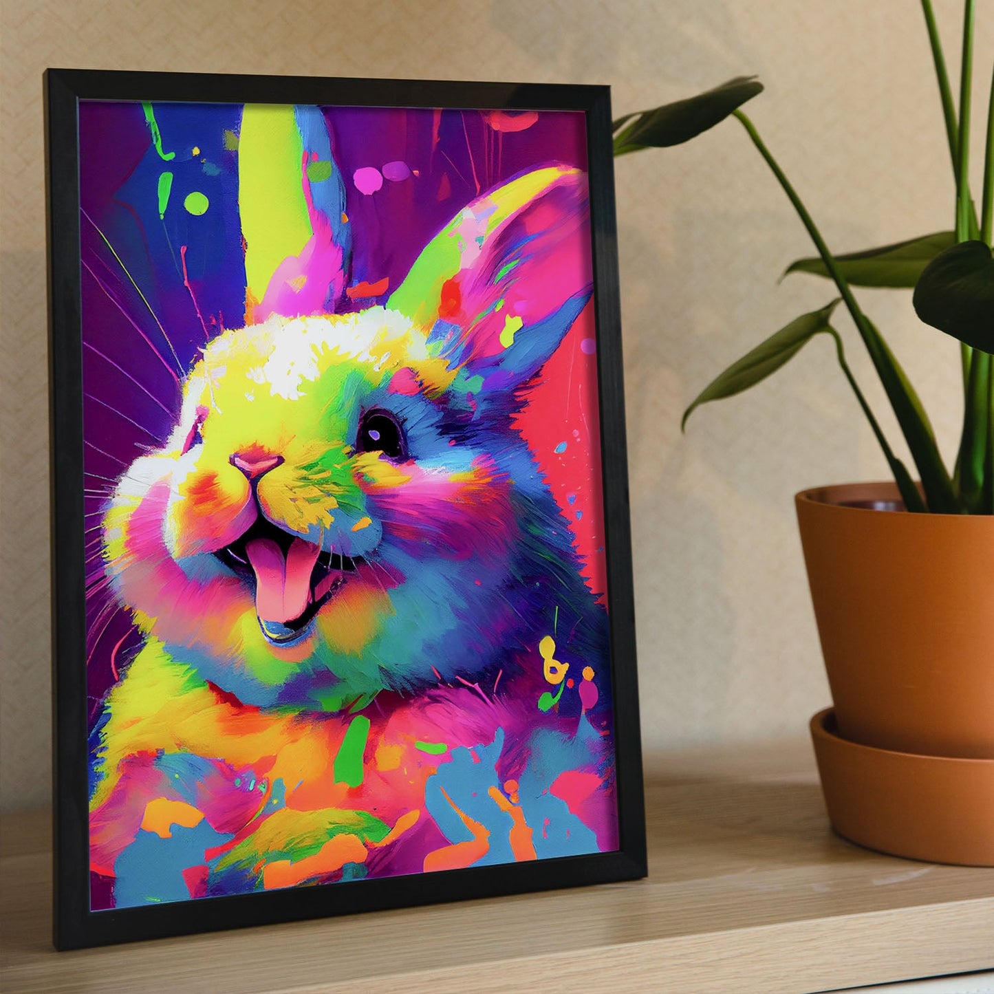 Nacnic Abstract smiling Bunny in Lisa Fran Style. Aesthetic Wall Art Prints for Bedroom or Living Room Design.