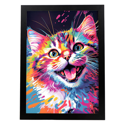 Lámina Nacnic Gato Sonriente en Estilo Lisa Fran Abstracto