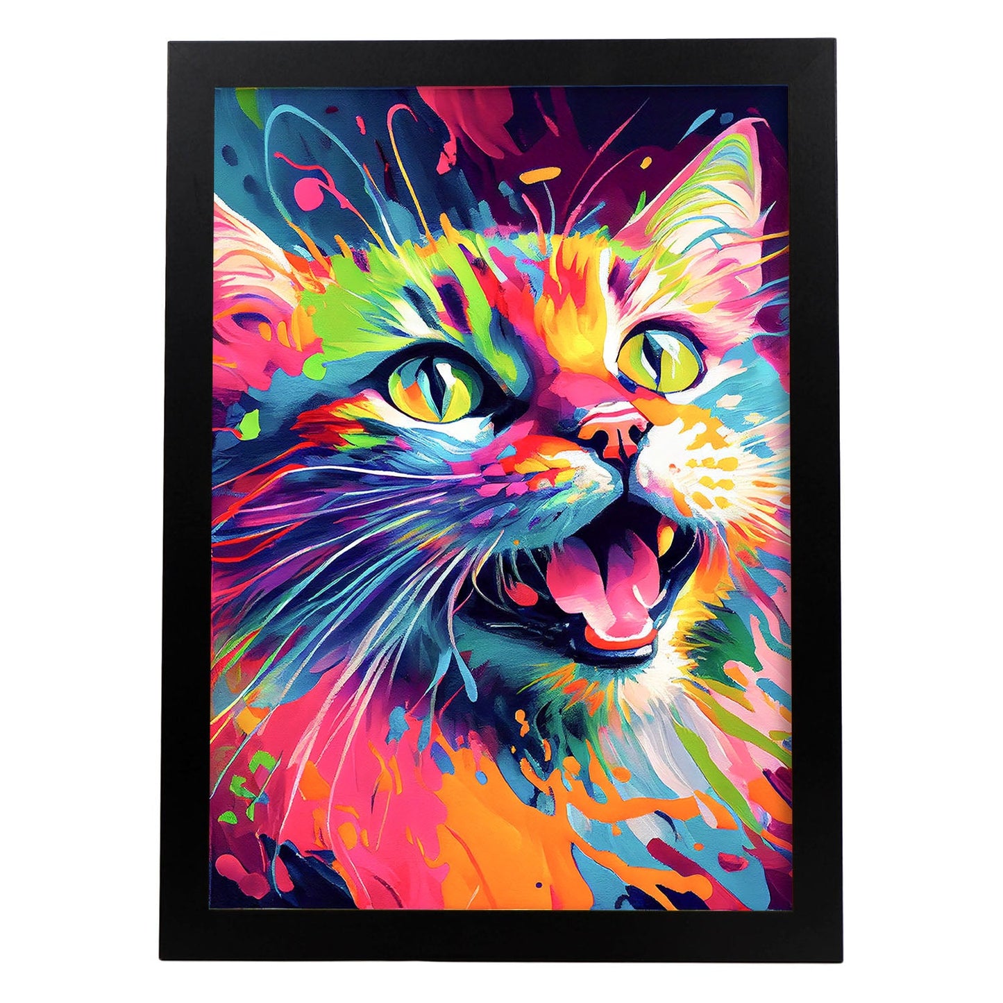 Nacnic Abstract smiling Cat in Lisa Fran Style_3. Aesthetic Wall Art Prints for Bedroom or Living Room Design.