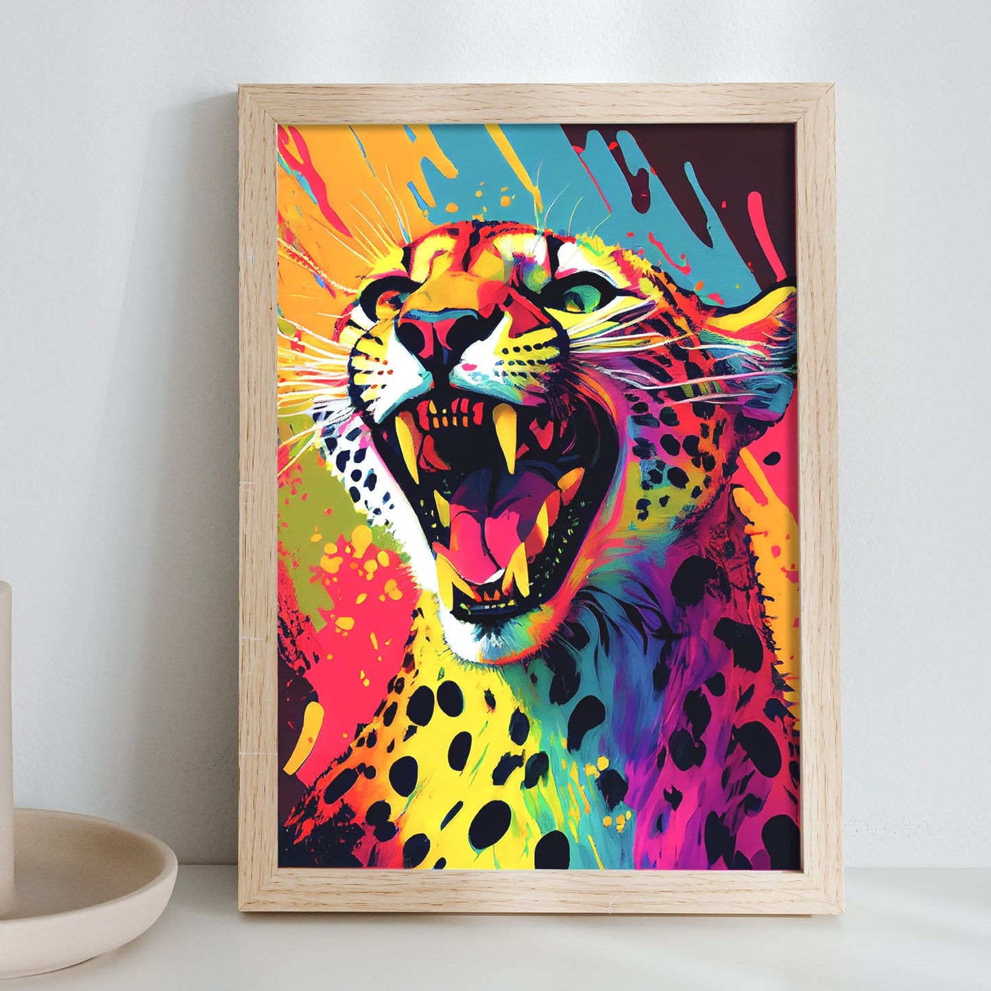 Nacnic Abstract smiling Cheetah in Lisa Fran Style_2. Aesthetic Wall Art Prints for Bedroom or Living Room Design.