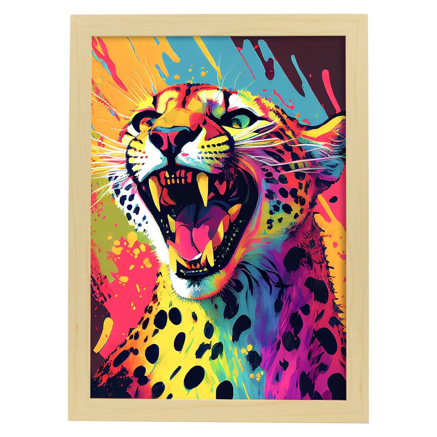 Nacnic Abstract smiling Cheetah in Lisa Fran Style_2. Aesthetic Wall Art Prints for Bedroom or Living Room Design.