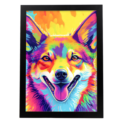 Lamina Nacnic de Coyote Sonriente en Estilo Lisa Fran Abstracto
