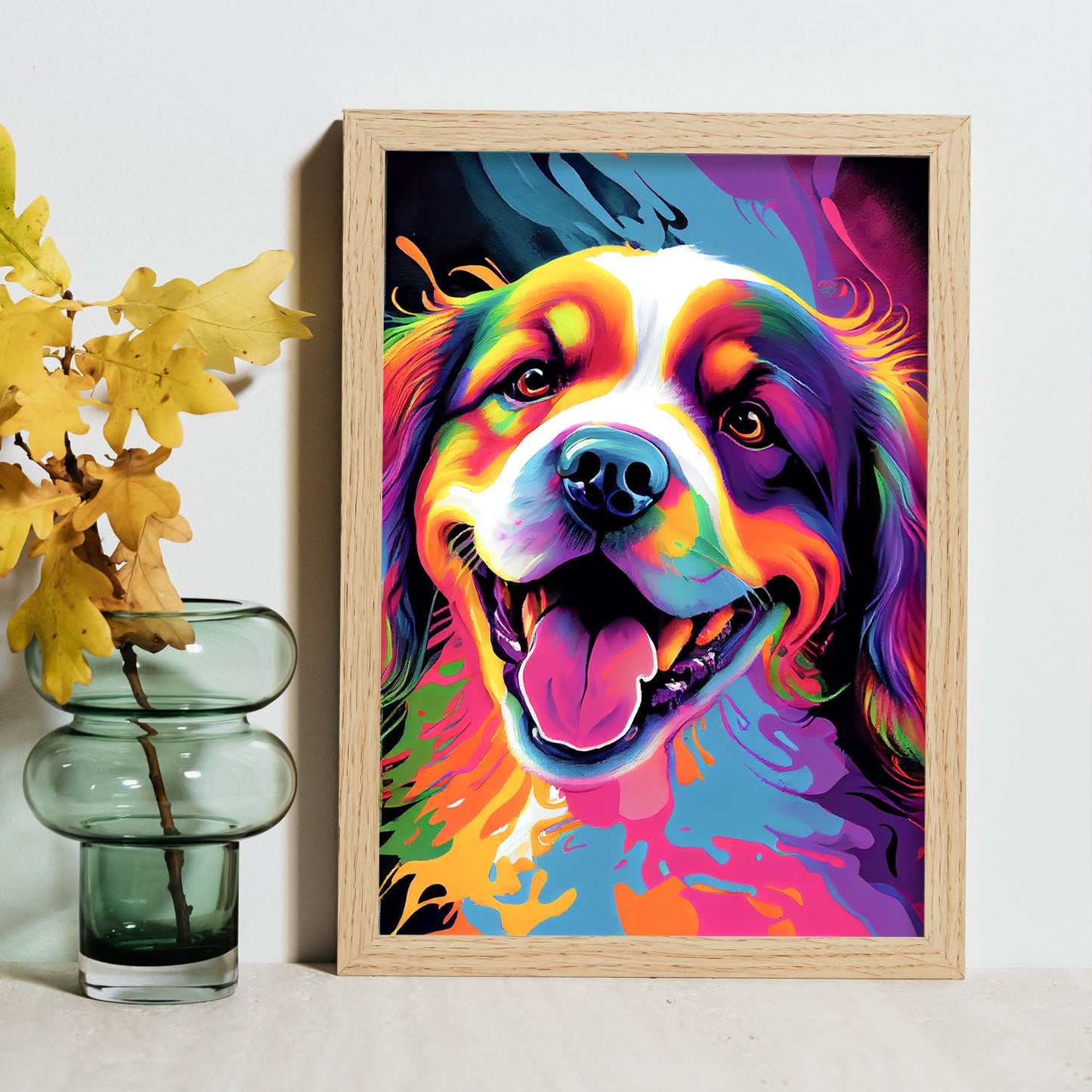 Nacnic Abstract smiling Dog in Lisa Fran Style_2. Aesthetic Wall Art Prints for Bedroom or Living Room Design.