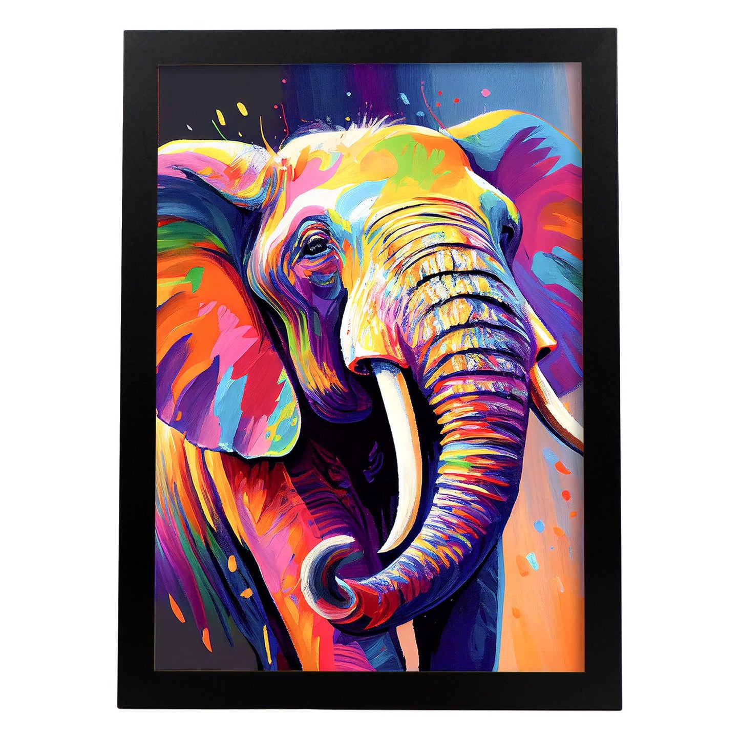 Nacnic Abstract smiling Elephant in Lisa Fran Style_1. Aesthetic Wall Art Prints for Bedroom or Living Room Design.