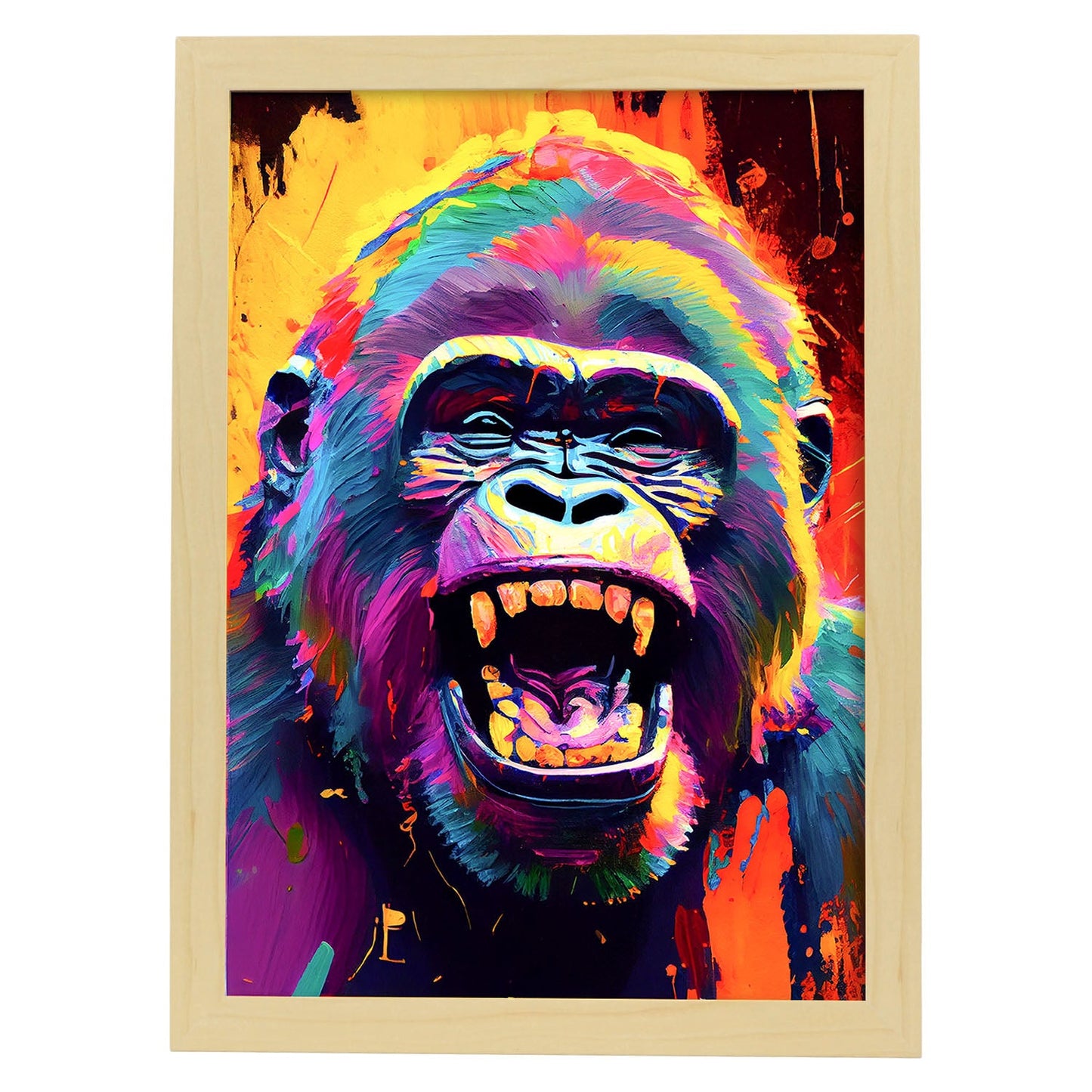 Lámina de Gorila Sonriente Abstracto en Estilo Lisa Fran de Nacnic