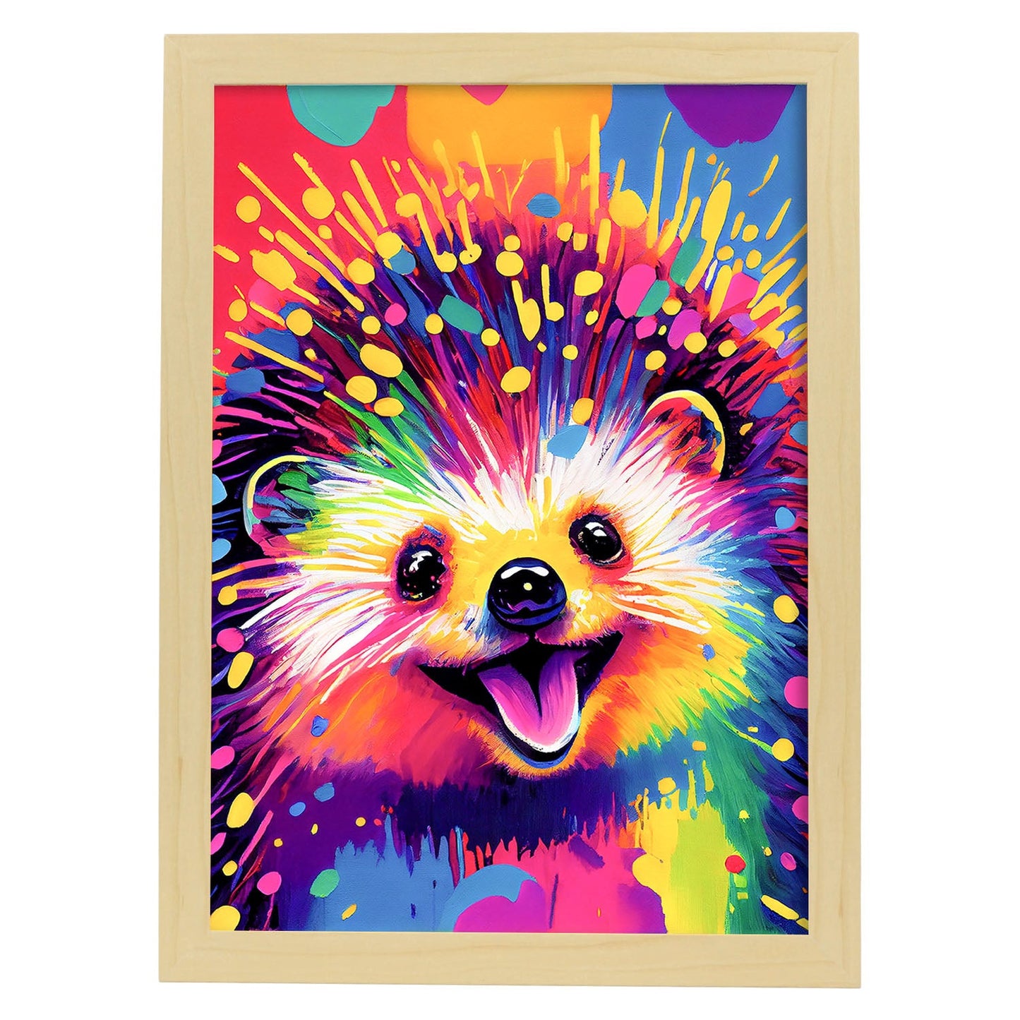 Nacnic Abstract smiling Hedgehog in Lisa Fran Style_1. Aesthetic Wall Art Prints for Bedroom or Living Room Design.