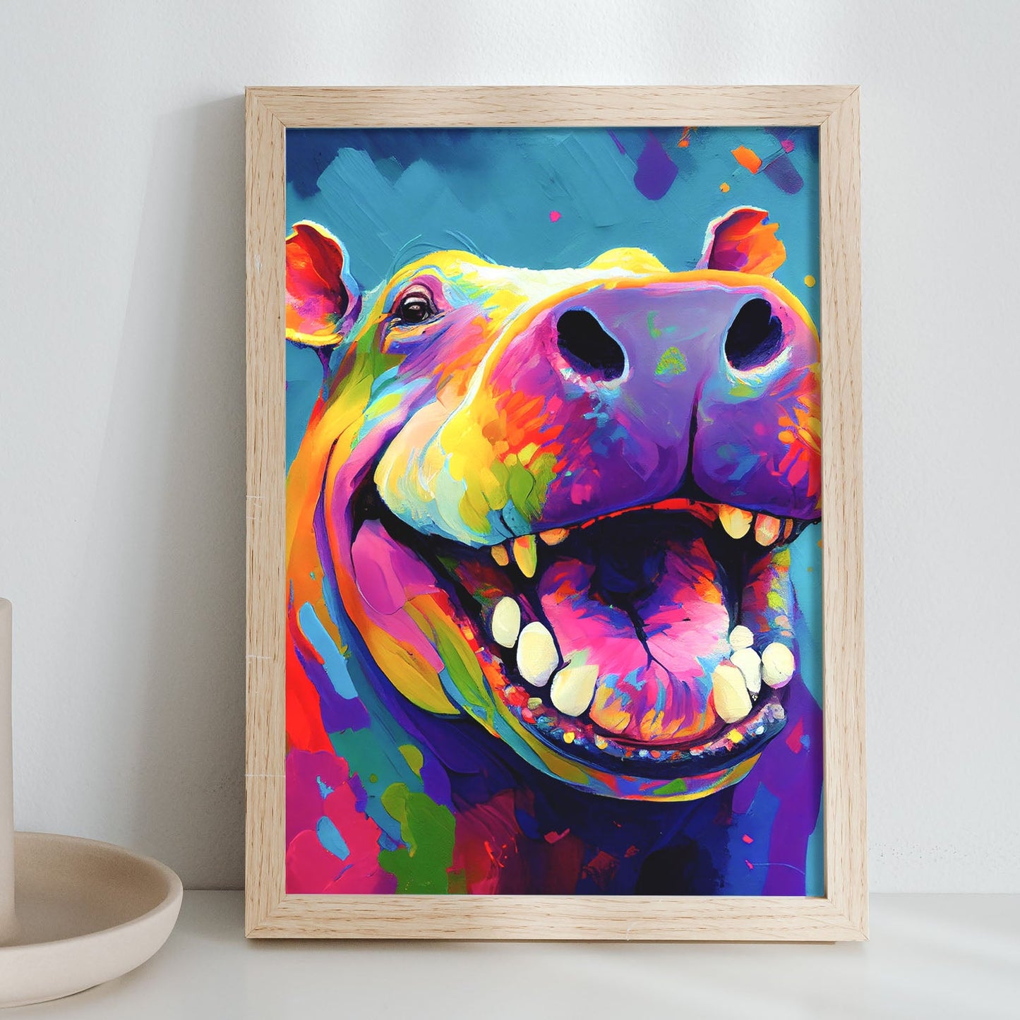 Lámina Abstracta de Hipopótamo Sonriente estilo Lisa Fran Nacnic