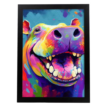 Lámina Abstracta de Hipopótamo Sonriente estilo Lisa Fran Nacnic