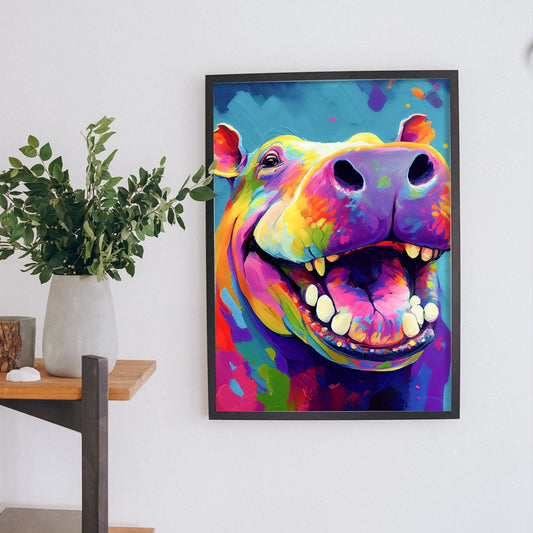 Lámina Abstracta de Hipopótamo Sonriente estilo Lisa Fran Nacnic