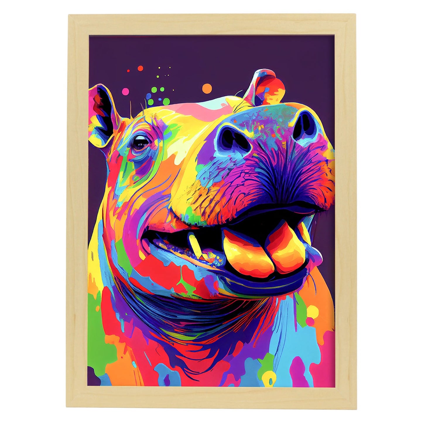 Nacnic Abstract smiling Hippopotamus in Lisa Fran Style_2. Aesthetic Wall Art Prints for Bedroom or Living Room Design.