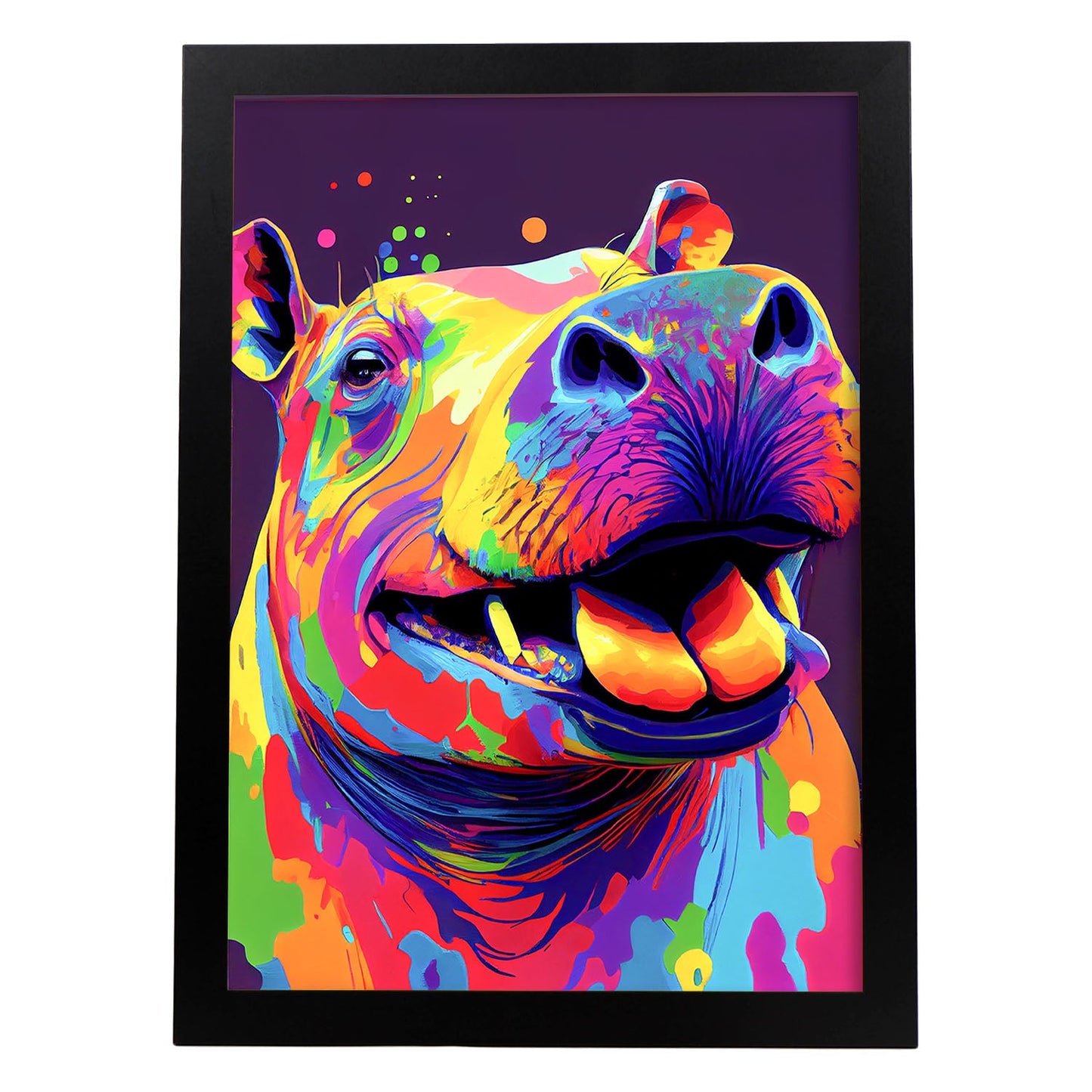 Nacnic Abstract smiling Hippopotamus in Lisa Fran Style_2. Aesthetic Wall Art Prints for Bedroom or Living Room Design.