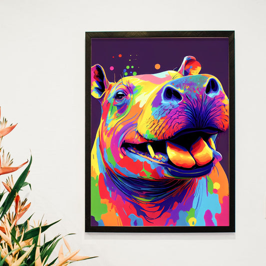 Láminas de Hipopótamo Sonriente Abstracto al Estilo Lisa Fran de Nacnic