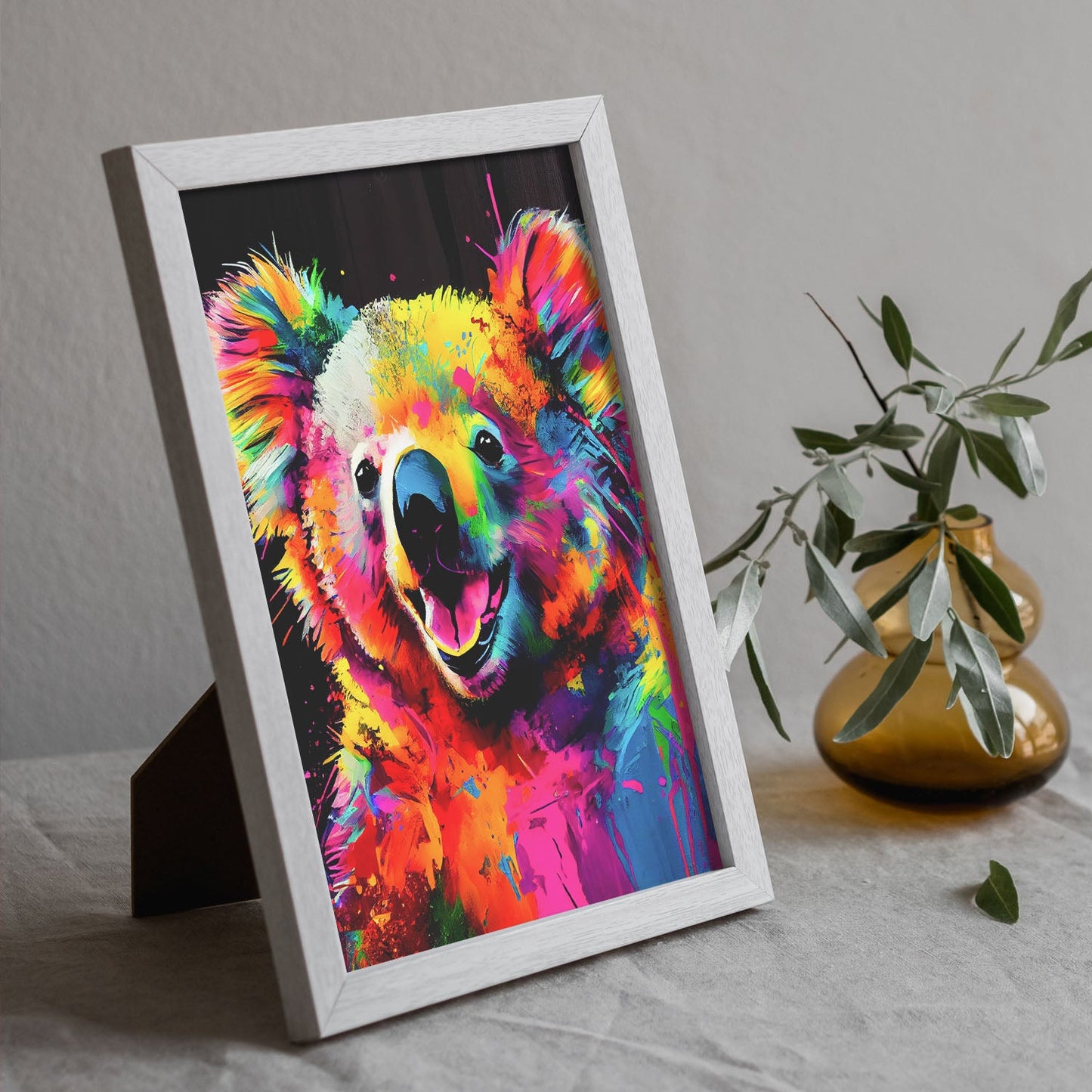 Nacnic Abstract smiling Koala in Lisa Fran Style_2. Aesthetic Wall Art Prints for Bedroom or Living Room Design.