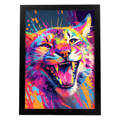 Nacnic Lámina de Lince Sonriente Abstracto en Estilo Lisa Fran_2