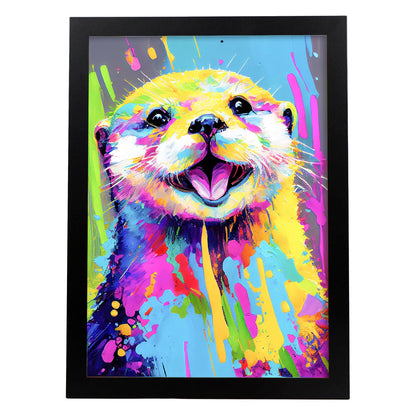 Lámina Nacnic de Nutria Sonriente en Estilo Lisa Fran Abstracto