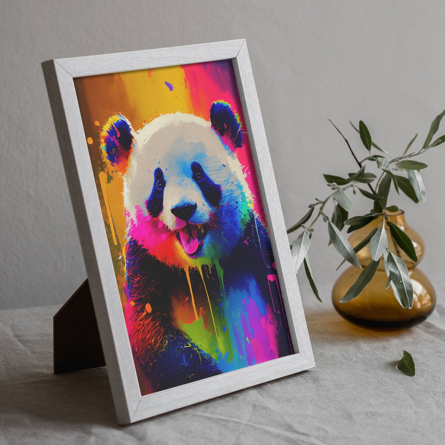 Nacnic Abstract smiling Panda in Lisa Fran Style_2. Aesthetic Wall Art Prints for Bedroom or Living Room Design.