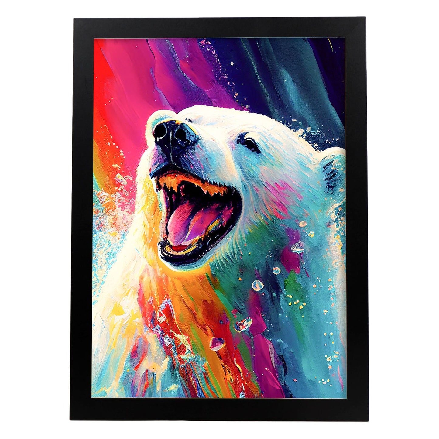Nacnic Abstract smiling Polar Bear in Lisa Fran Style_1. Aesthetic Wall Art Prints for Bedroom or Living Room Design.