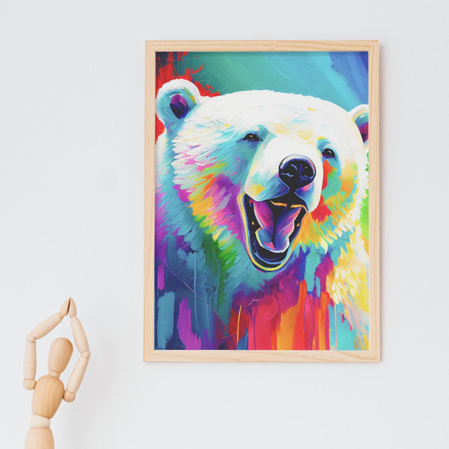 Nacnic Abstract smiling Polar Bear in Lisa Fran Style_2. Aesthetic Wall Art Prints for Bedroom or Living Room Design.
