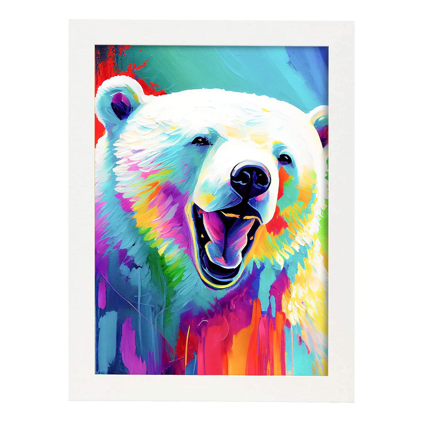 Nacnic Abstract smiling Polar Bear in Lisa Fran Style_2. Aesthetic Wall Art Prints for Bedroom or Living Room Design.
