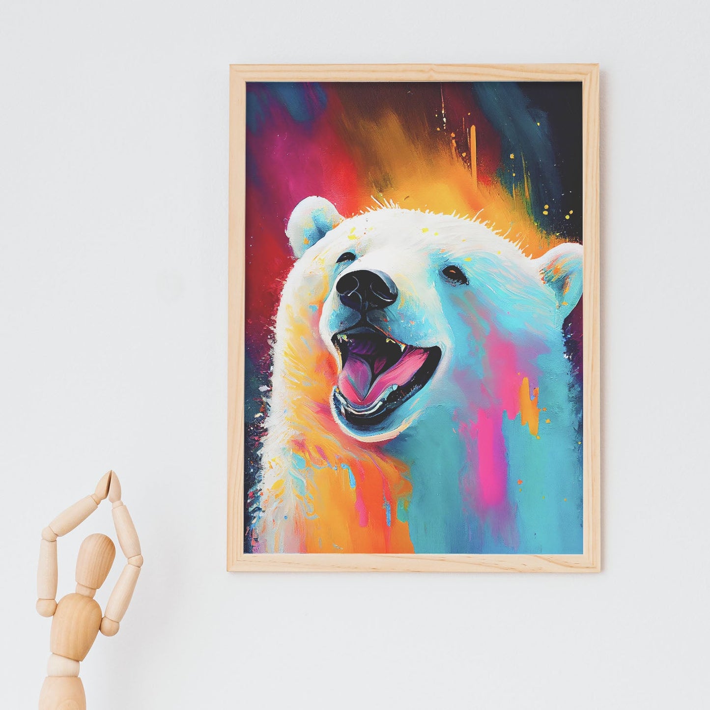 Nacnic Abstract smiling Polar Bear in Lisa Fran Style_3. Aesthetic Wall Art Prints for Bedroom or Living Room Design.