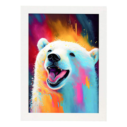Lámina Nacnic de Oso Polar Sonriente en Estilo Lisa Fran Abstracto
