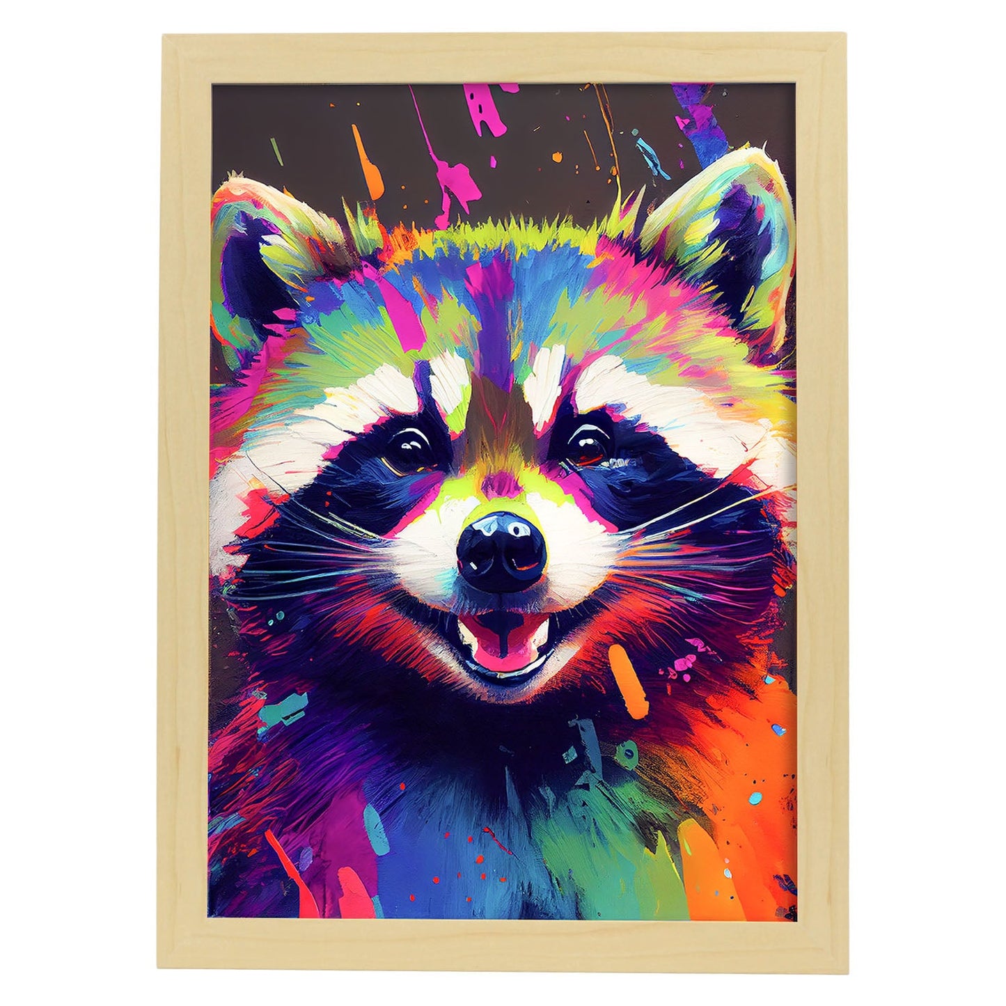 Nacnic Abstract smiling Raccoon in Lisa Fran Style. Aesthetic Wall Art Prints for Bedroom or Living Room Design.
